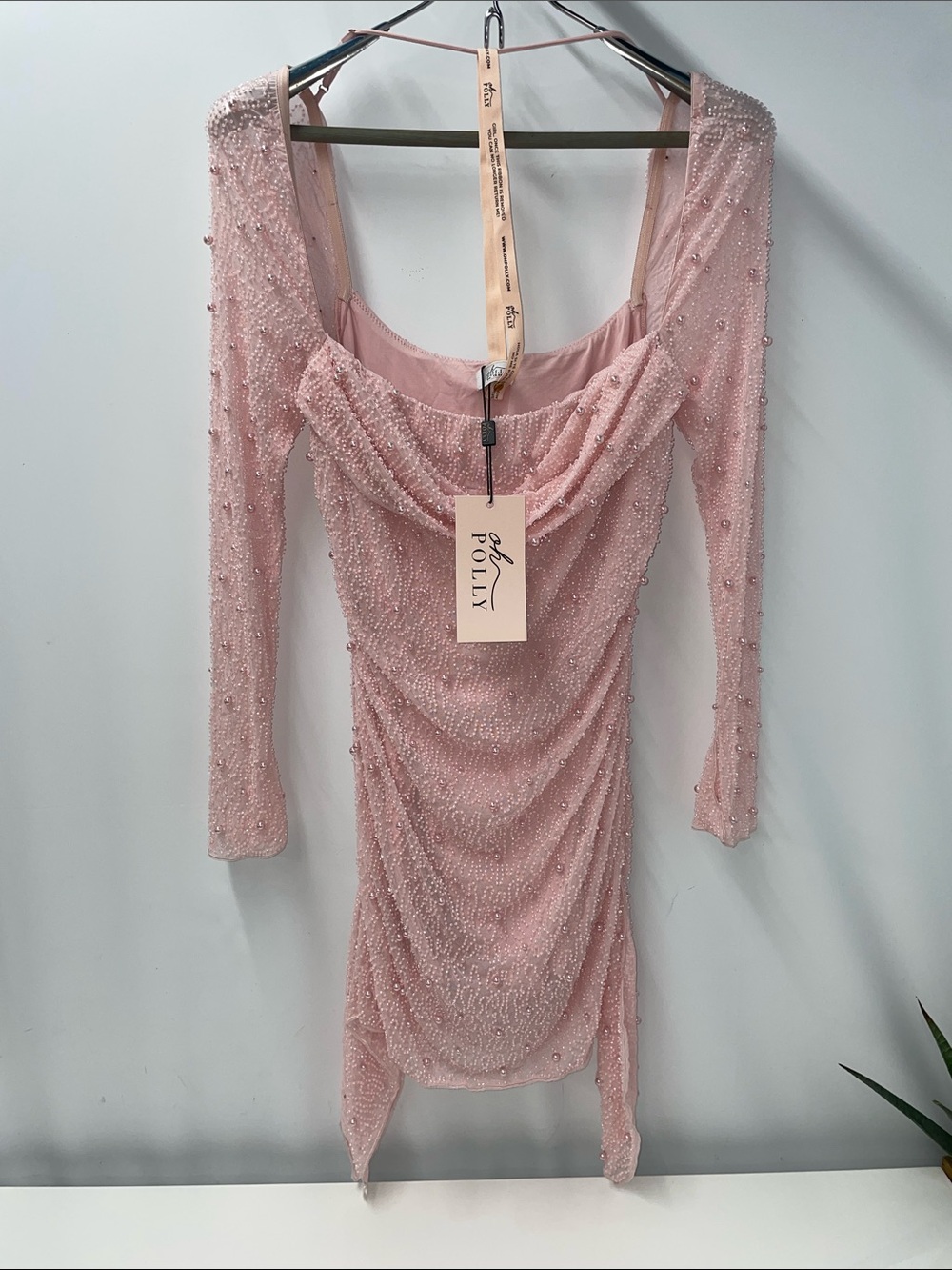OH POLLY TIVOLI LONG SLEEVE EMBELLISHED COWL NECK MINI DRESS FTL-09-061